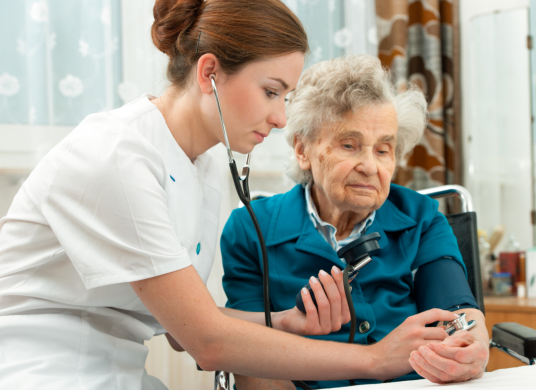 nurse check up the elder women